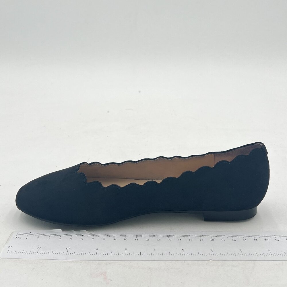 Black Suede Round Toe Ballet Flats Wave Comfort Party Dress Casual Shoes